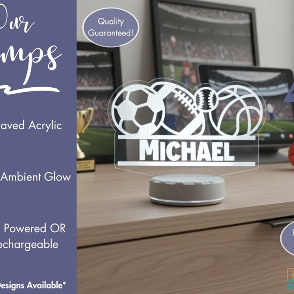 Personalized Sports LED Night Light – Great Gift for Kids & Adults - Picture 3 of 8